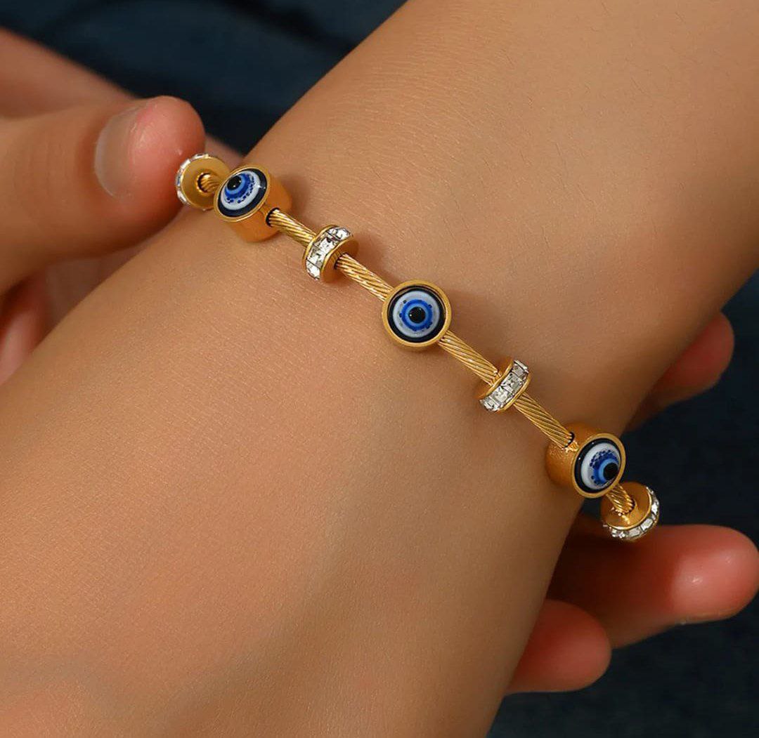 Anti Tarnish Evil Eye Charm Bracelet