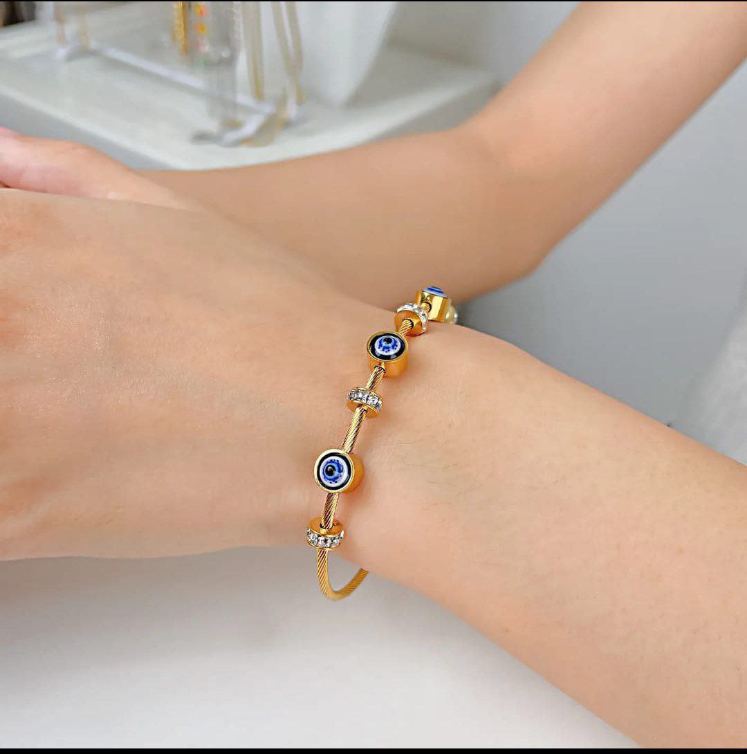 Anti Tarnish Evil Eye Charm Bracelet
