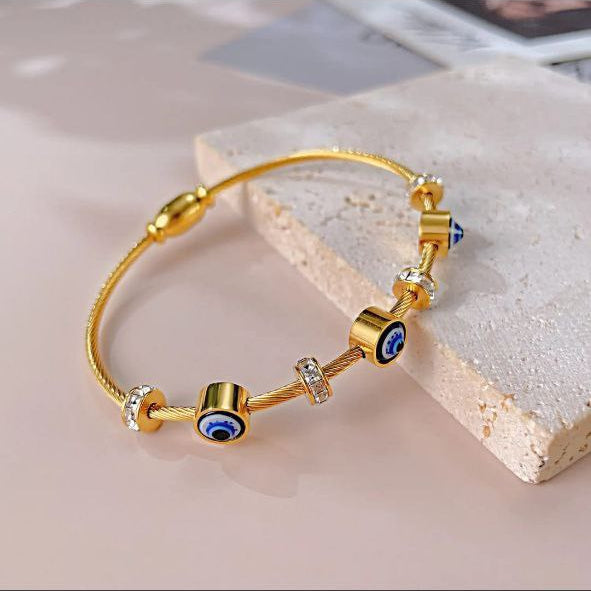 Anti Tarnish Evil Eye Charm Bracelet