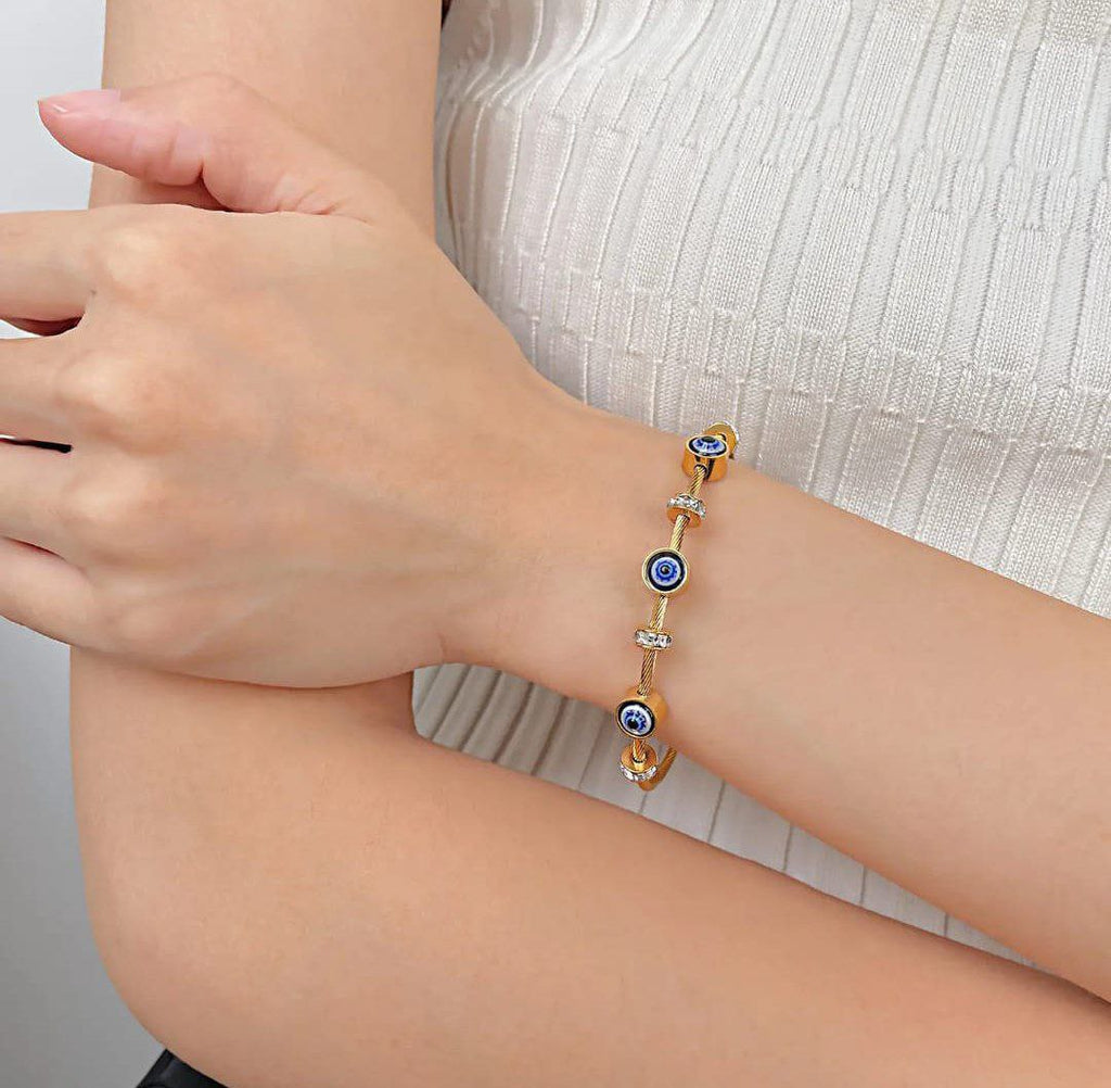 Anti Tarnish Evil Eye Charm Bracelet