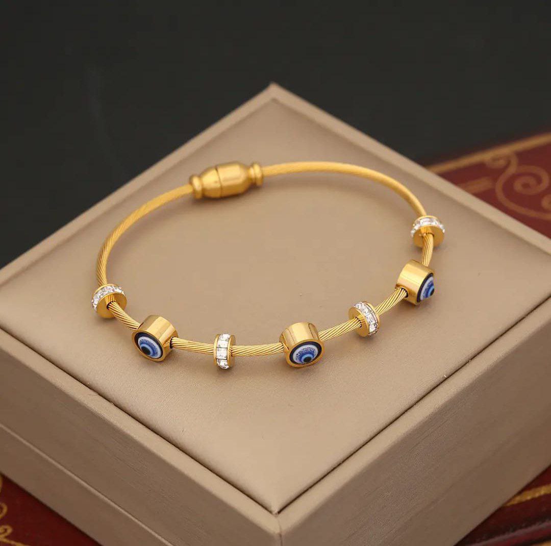 Anti Tarnish Evil Eye Charm Bracelet