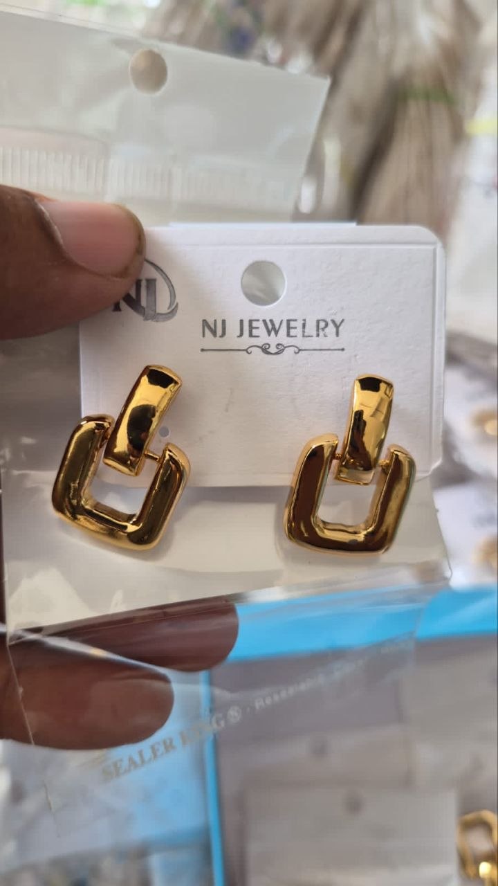 Anti-Tarnish Modern Link Drop Earrings