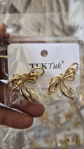 Anti-Tarnish Sculpted Ribbon Bow Earrings