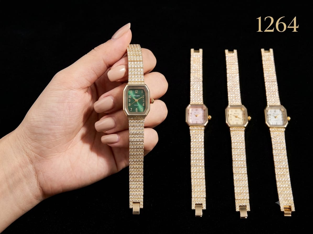 Anti-Tarnish Crystal Strap Rectangular Dial Watch