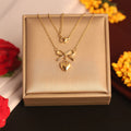 Anti tarnished heart with bow design necklace