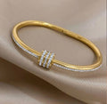 Anti tarnished Triple Row Pave Center Zircon Inlaid Screw regular size Bracelet