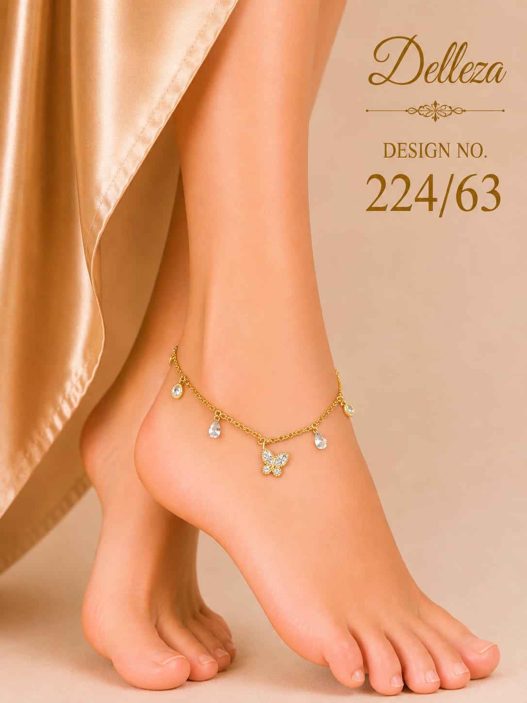Anti Tarnish Butterfly Charm One Side Anklet