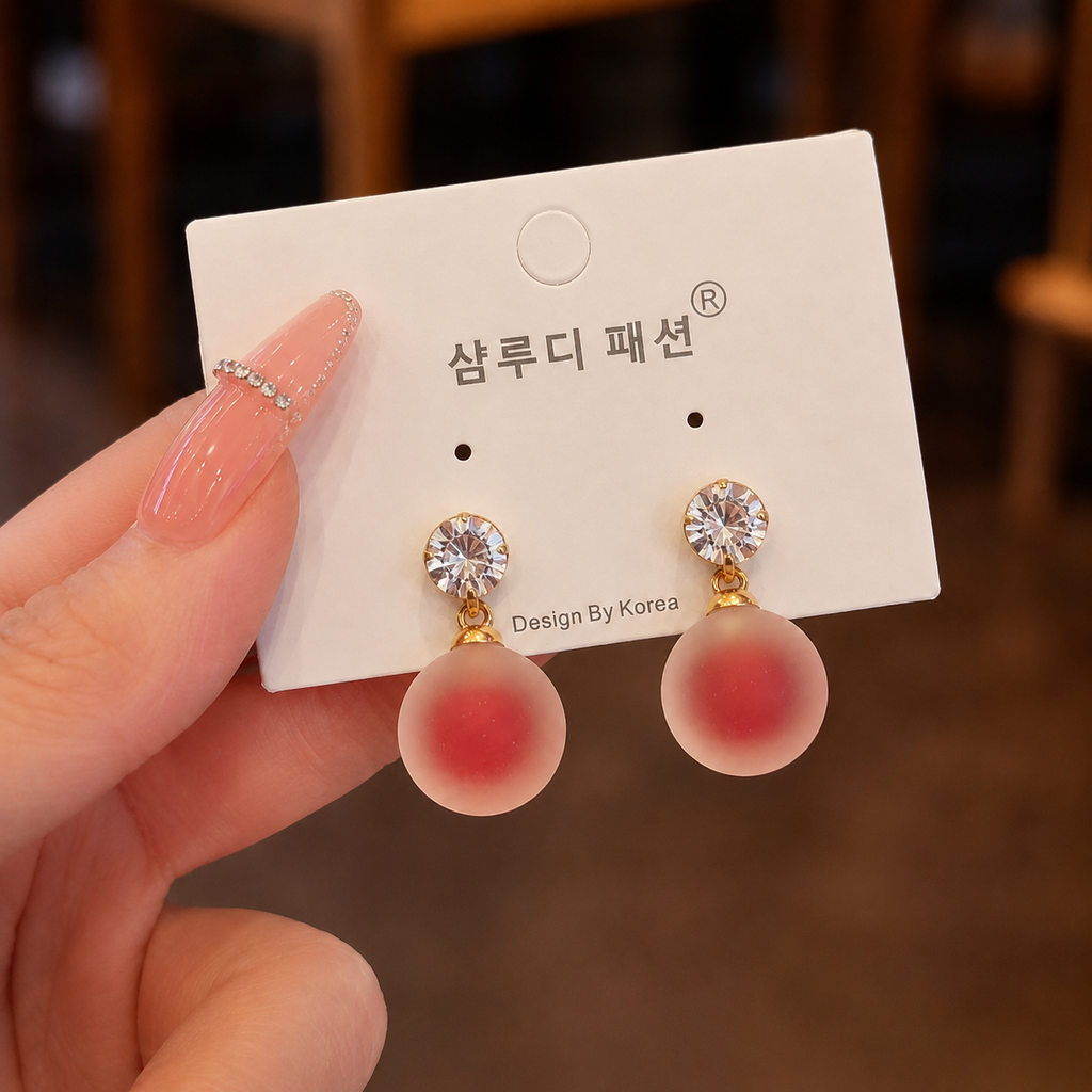 Acrylic Frosted Matte Glass Ball Shape earrings