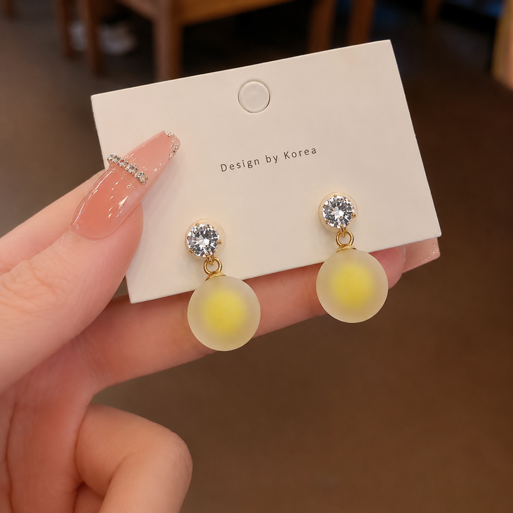 Acrylic Frosted Matte Glass Ball Shape earrings