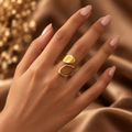 Anti-Tarnish Golden Abstract Open Ring