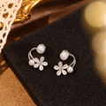 2in1 silver-toned Floral Monalisa stone stud earring