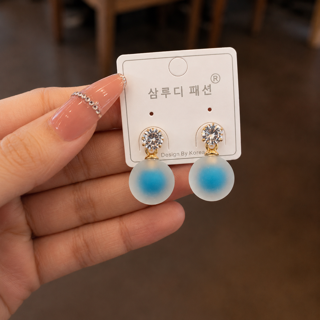 Acrylic Frosted Matte Glass Ball Shape earrings